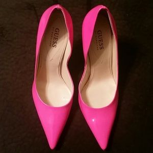 Guess Pumps - Hot Pink with Silver Heels - Size 8